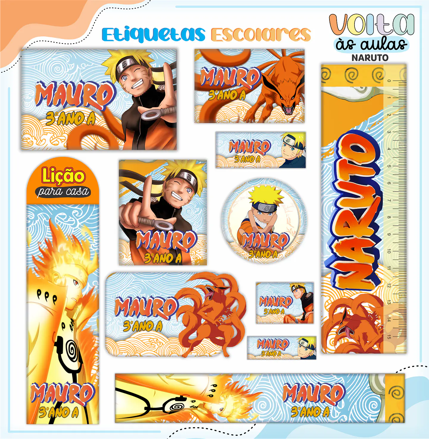 Arquivo Etiqueta Escolar Naruto - Lina 1