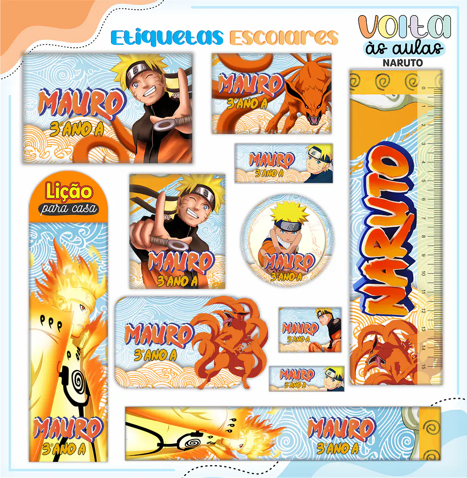 Arquivo Etiqueta Escolar Naruto - Lina 1