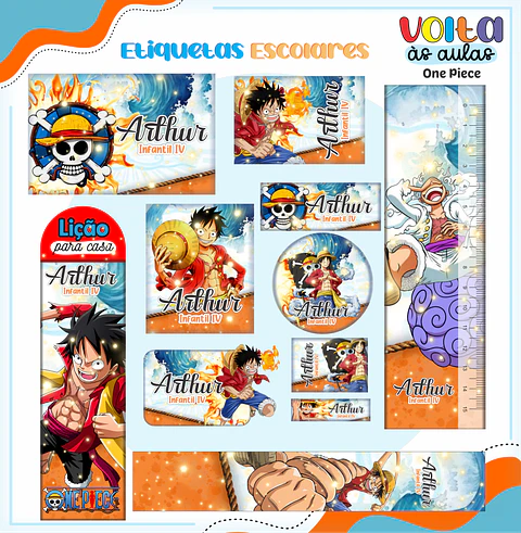 Arquivo Etiqueta Escolar One Piece - Lina
