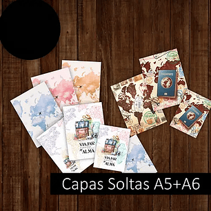Arquivo 26 Capas A5 + A6 - Brochura Flex e Capa Solta TRAVEL - Coleção Viagem