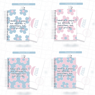 Arquivo Planner Floral 2025 Azul e Rosa - Criativa Afetiva