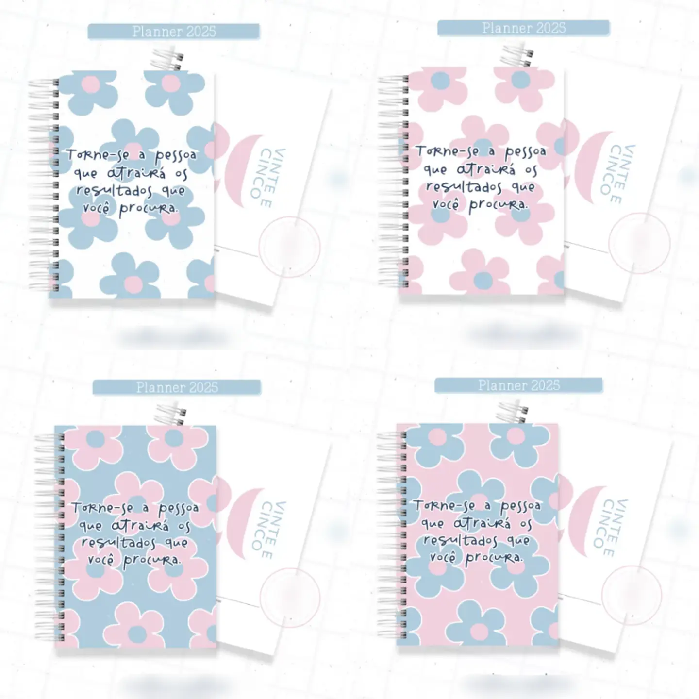 Arquivo Planner Floral 2025 Azul e Rosa - Criativa Afetiva 1