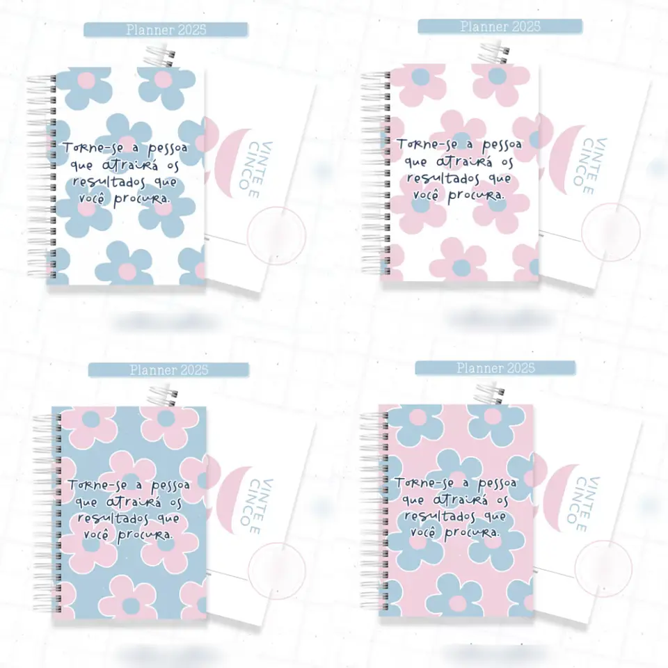 Arquivo Planner Floral 2025 Azul e Rosa - Criativa Afetiva 1