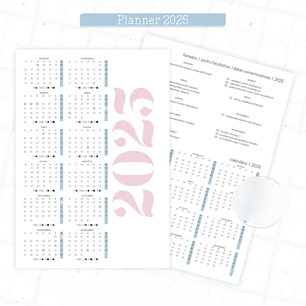 Arquivo Planner Floral 2025 Azul e Rosa - Criativa Afetiva