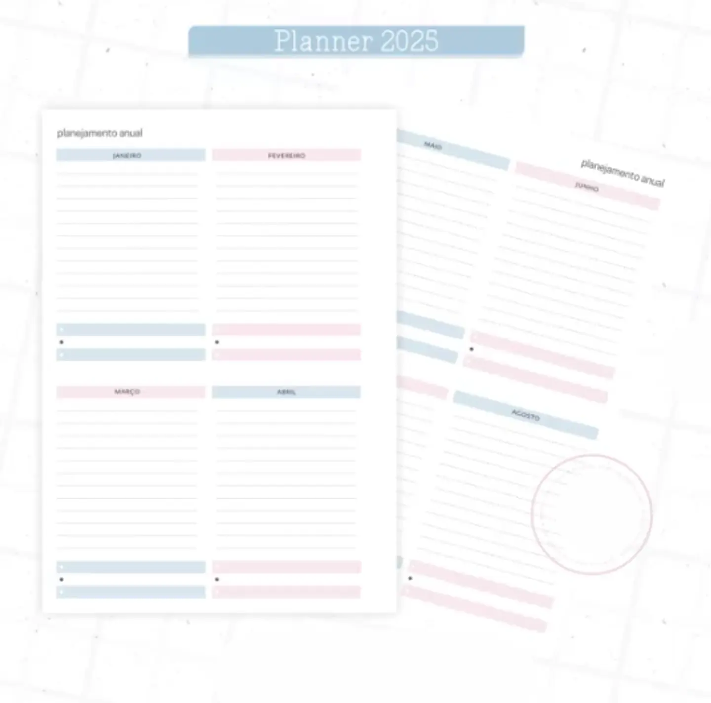 Arquivo Planner Floral 2025 Azul e Rosa - Criativa Afetiva 3