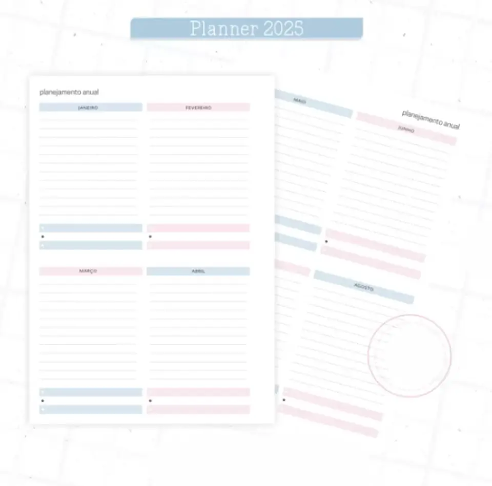 Arquivo Planner Floral 2025 Azul e Rosa - Criativa Afetiva 3