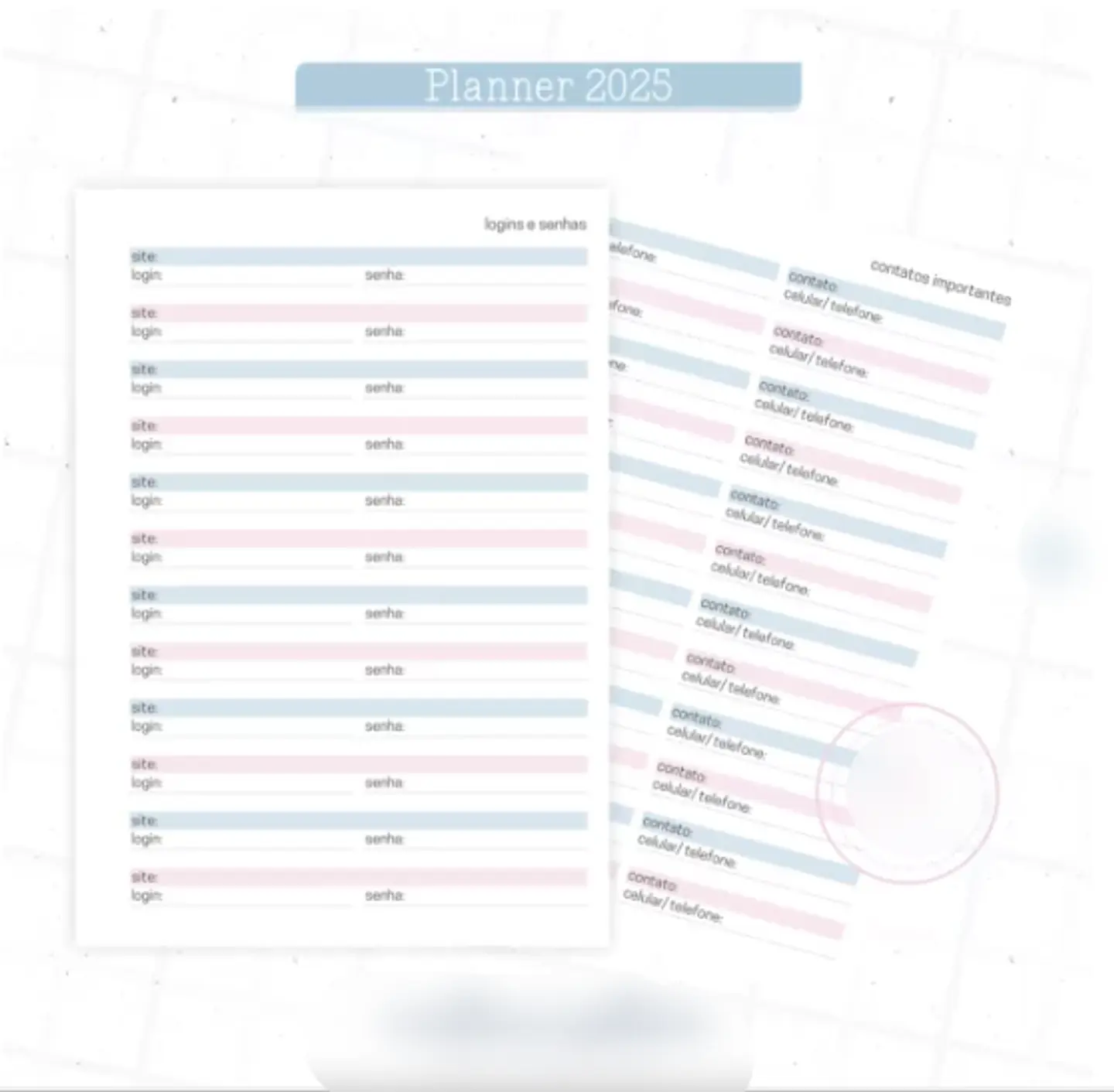 Arquivo Planner Floral 2025 Azul e Rosa - Criativa Afetiva 12