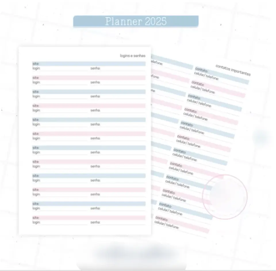 Arquivo Planner Floral 2025 Azul e Rosa - Criativa Afetiva 12