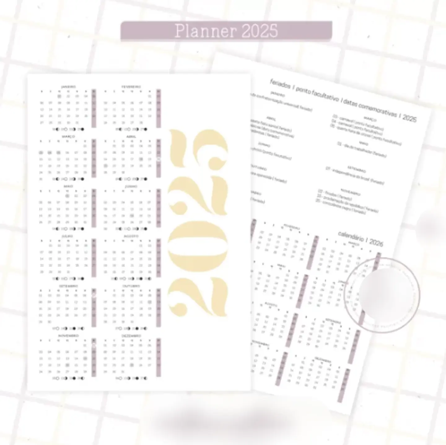 Arquivo Planner Floral 2025 Lilás e Amarelo - Criativa Afetiva 2