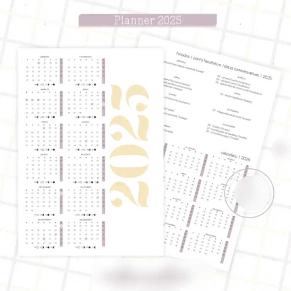 Arquivo Planner Floral 2025 Lilás e Amarelo - Criativa Afetiva 2