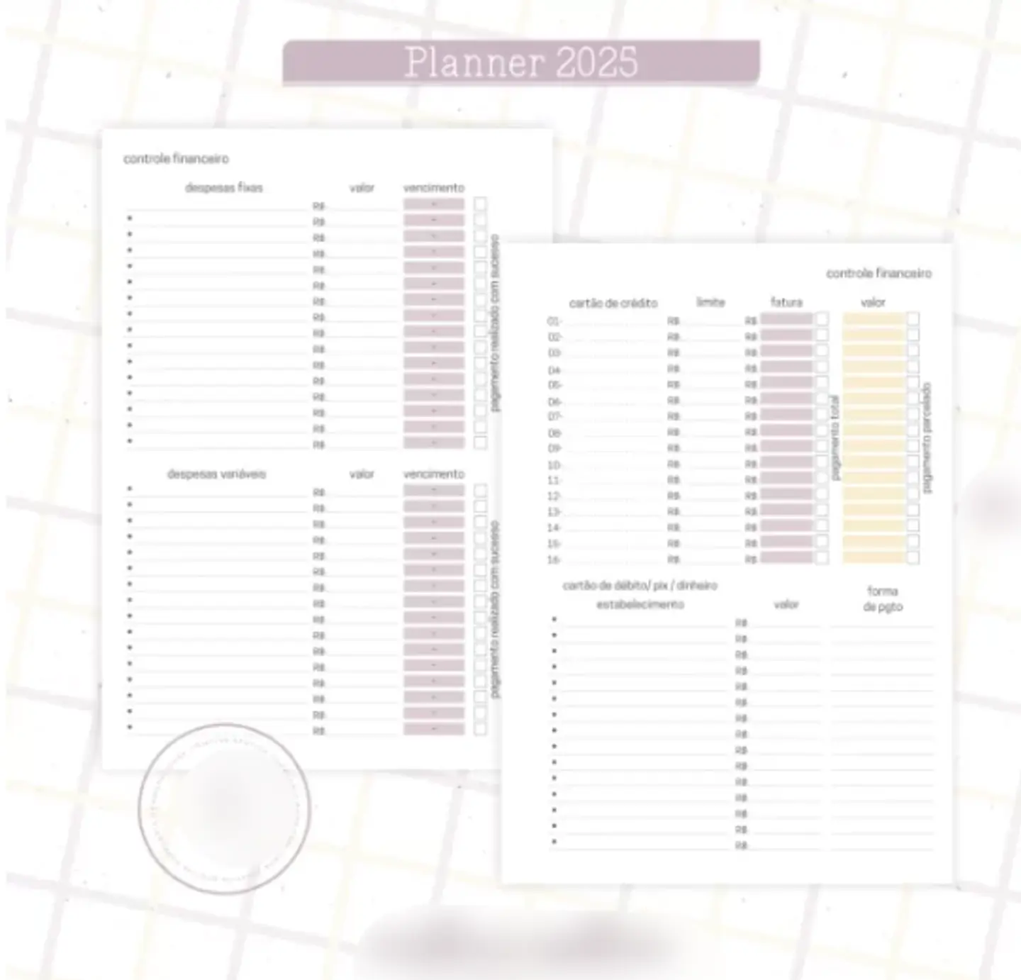 Arquivo Planner Floral 2025 Lilás e Amarelo - Criativa Afetiva 8