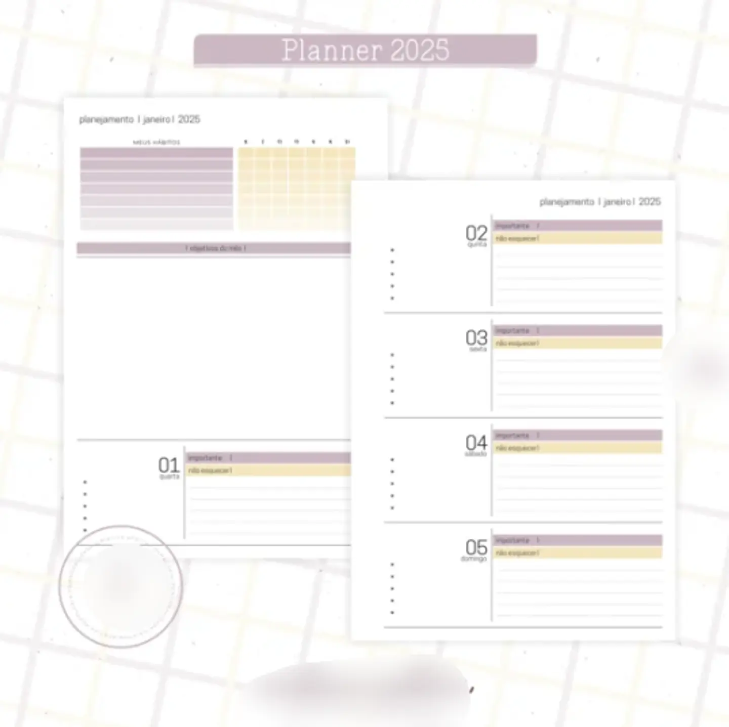 Arquivo Planner Floral 2025 Lilás e Amarelo - Criativa Afetiva 9