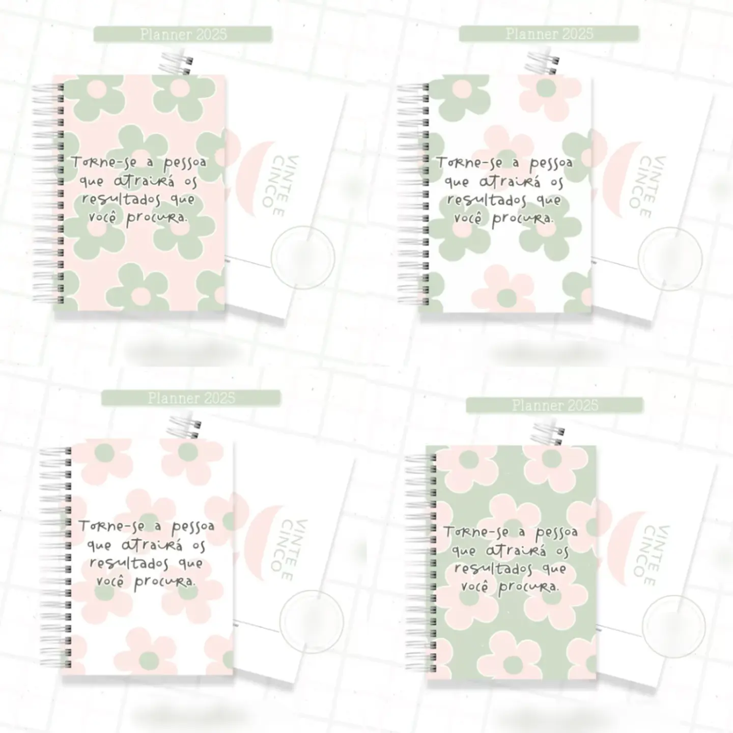 Arquivo Planner Floral 2025 Verde e Salmão - Criativa Afetiva 1