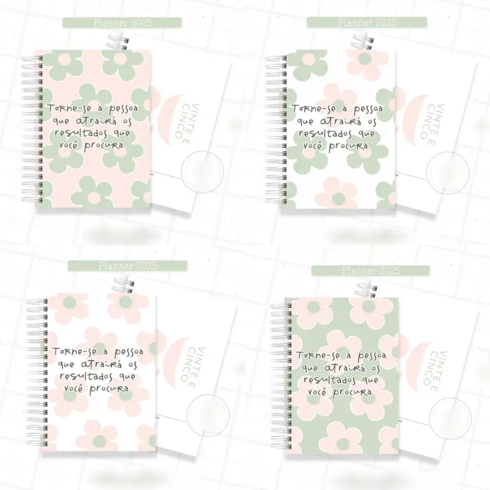 Arquivo Planner Floral 2025 Verde e Salmão - Criativa Afetiva 1