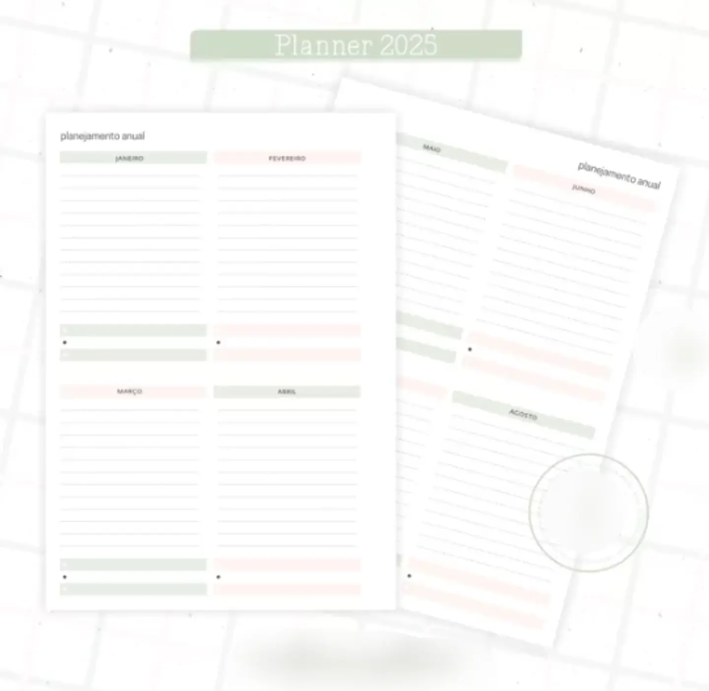 Arquivo Planner Floral 2025 Verde e Salmão - Criativa Afetiva 2