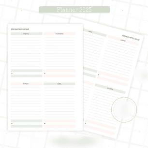 Arquivo Planner Floral 2025 Verde e Salmão - Criativa Afetiva
