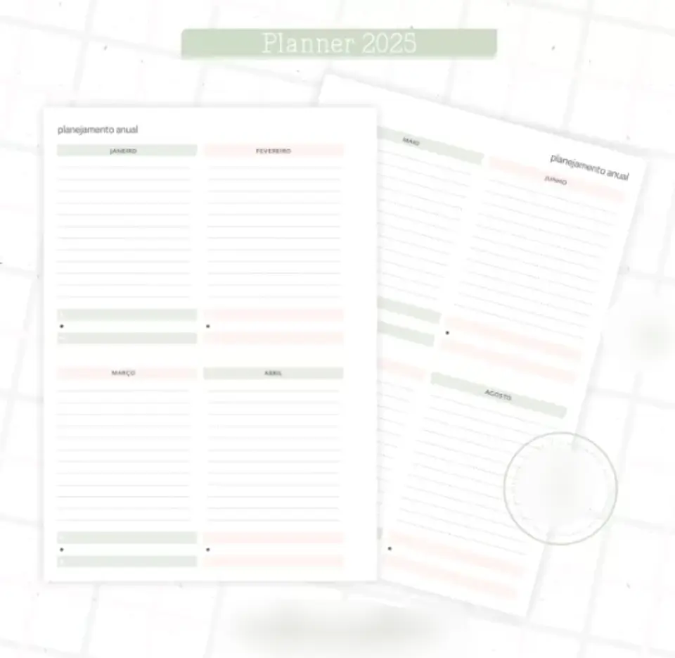 Arquivo Planner Floral 2025 Verde e Salmão - Criativa Afetiva 2