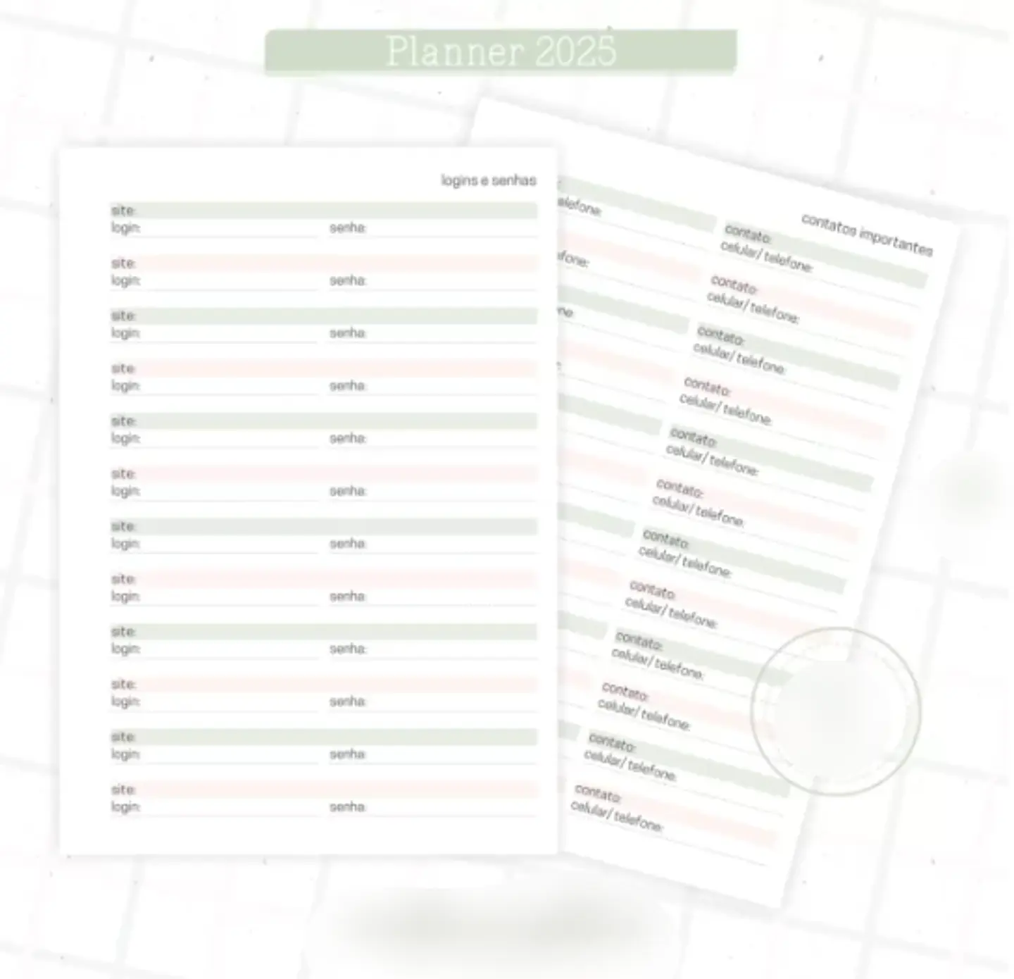 Arquivo Planner Floral 2025 Verde e Salmão - Criativa Afetiva 3