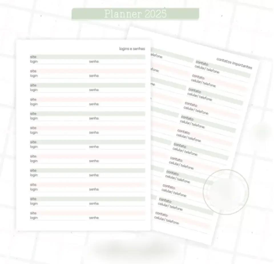 Arquivo Planner Floral 2025 Verde e Salmão - Criativa Afetiva 3