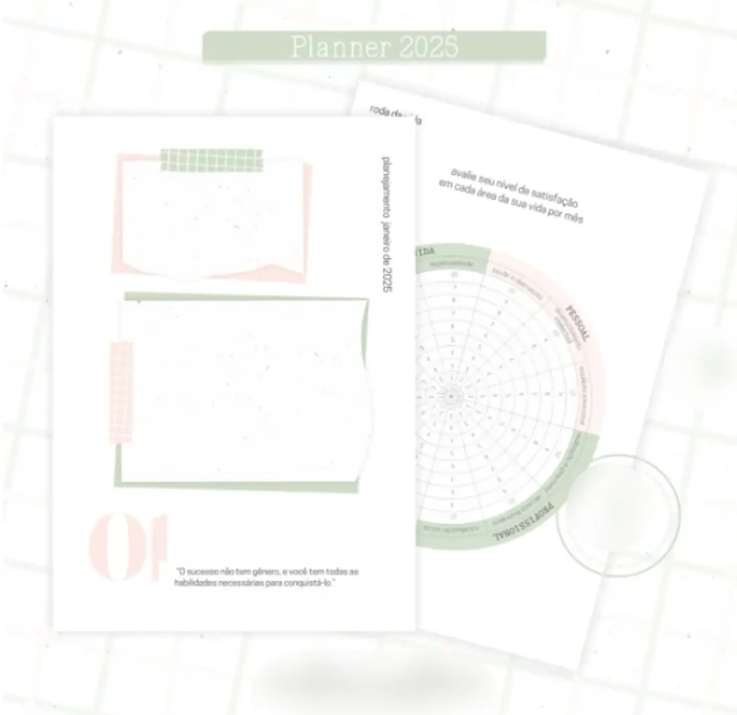 Arquivo Planner Floral 2025 Verde e Salmão - Criativa Afetiva 4