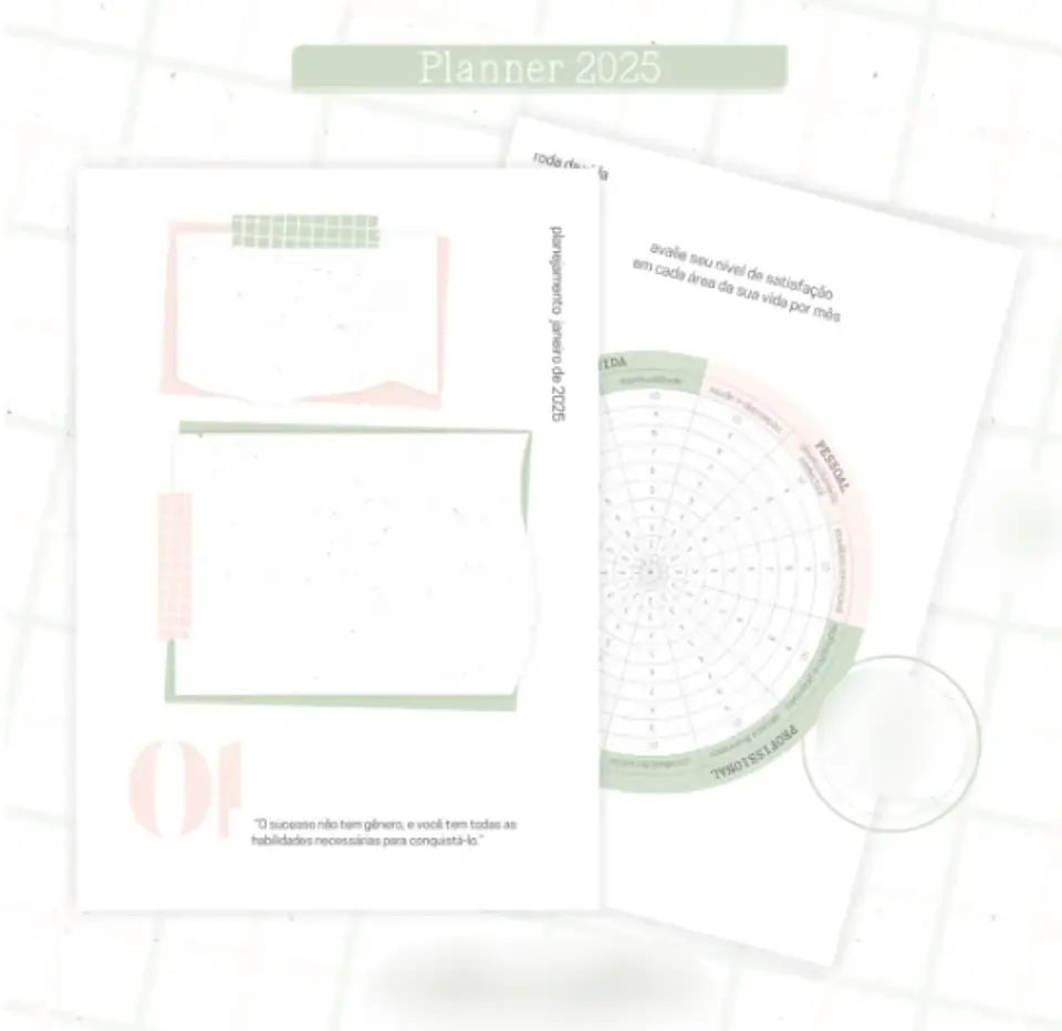 Arquivo Planner Floral 2025 Verde e Salmão - Criativa Afetiva 4