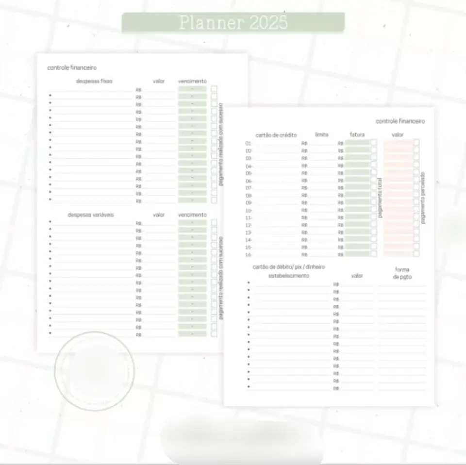 Arquivo Planner Floral 2025 Verde e Salmão - Criativa Afetiva 7
