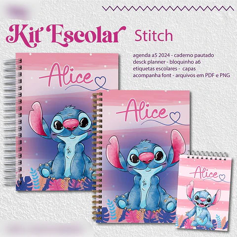 Arquivo Encadernação Kit Escolar Stitch - BM ARQUIVOS