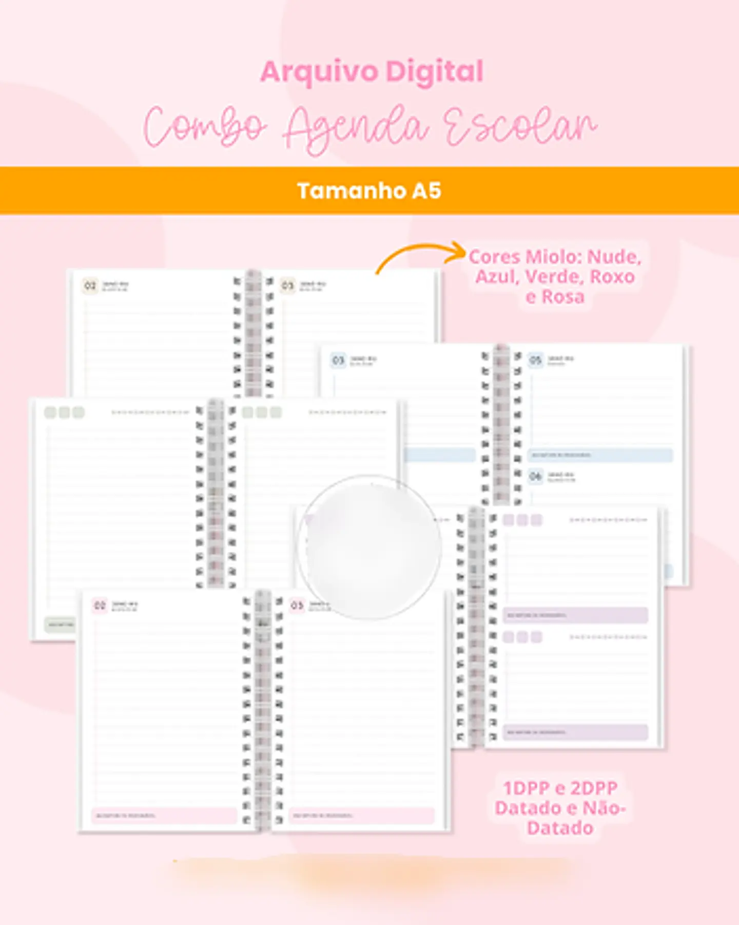 Arquivo Combo Agenda Escolar A5 e Quadrada - BRANCO PAPEL 4