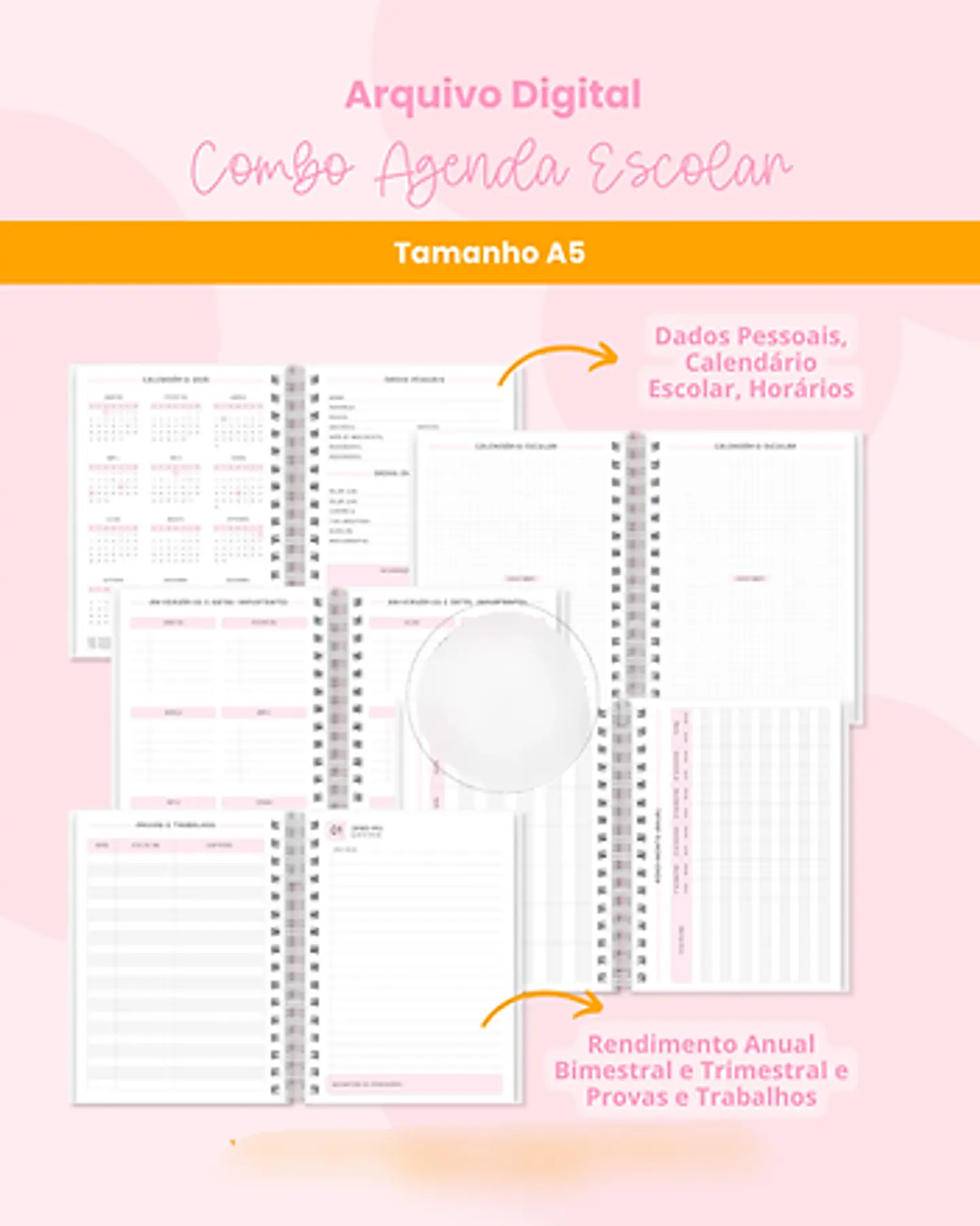 Arquivo Combo Agenda Escolar A5 e Quadrada - BRANCO PAPEL 5
