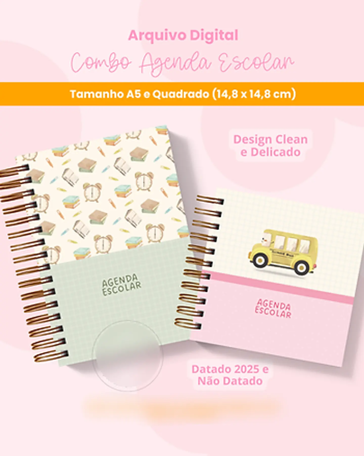 Arquivo Combo Agenda Escolar A5 e Quadrada - BRANCO PAPEL 3