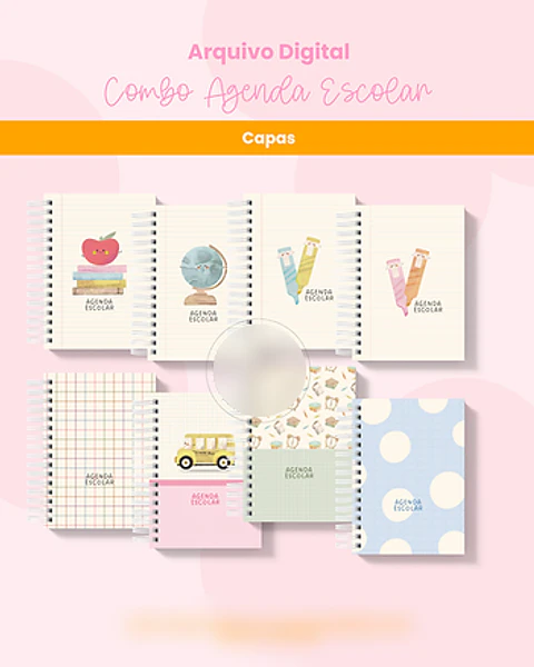 Arquivo Combo Agenda Escolar A5 e Quadrada - BRANCO PAPEL