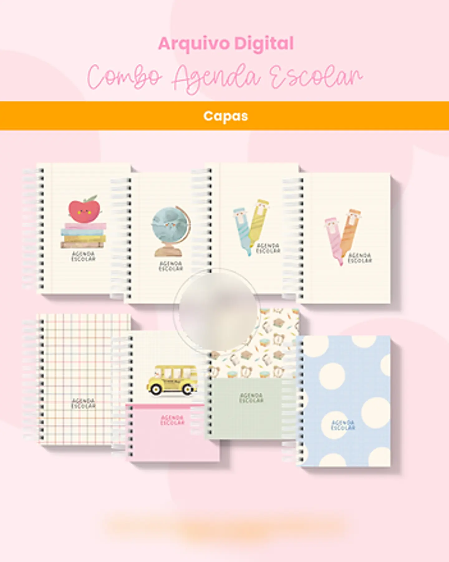 Arquivo Combo Agenda Escolar A5 e Quadrada - BRANCO PAPEL 1