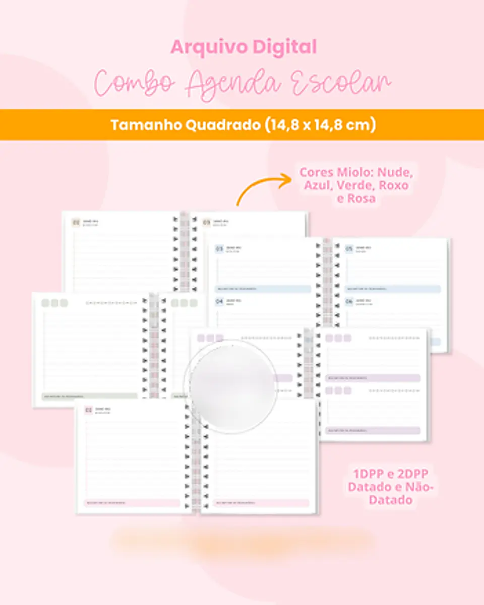 Arquivo Combo Agenda Escolar A5 e Quadrada - BRANCO PAPEL 6