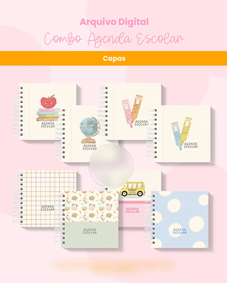 Arquivo Combo Agenda Escolar A5 e Quadrada - BRANCO PAPEL 2