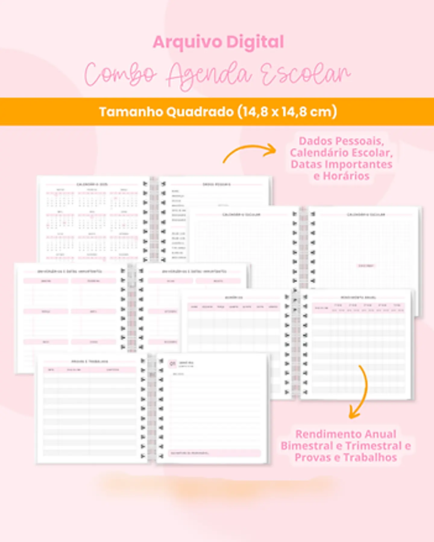 Arquivo Combo Agenda Escolar A5 e Quadrada - BRANCO PAPEL 7