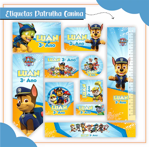 Arquivo Etiqueta Escolar Patrulha Canina- lina