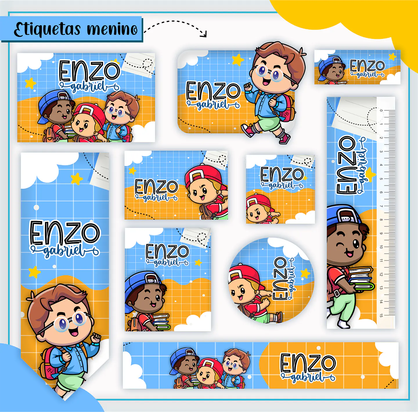 Arquivo Etiqueta Escola Menino Combo - Lina 5