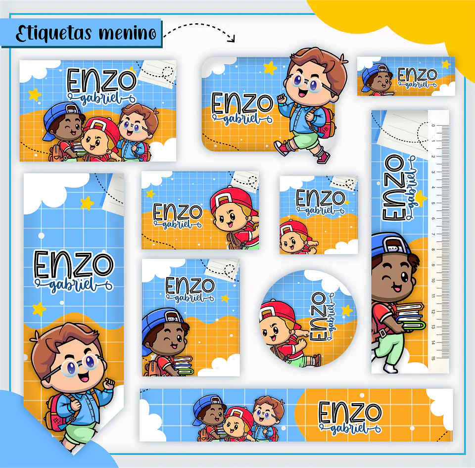 Arquivo Etiqueta Escola Menino Combo - Lina 5