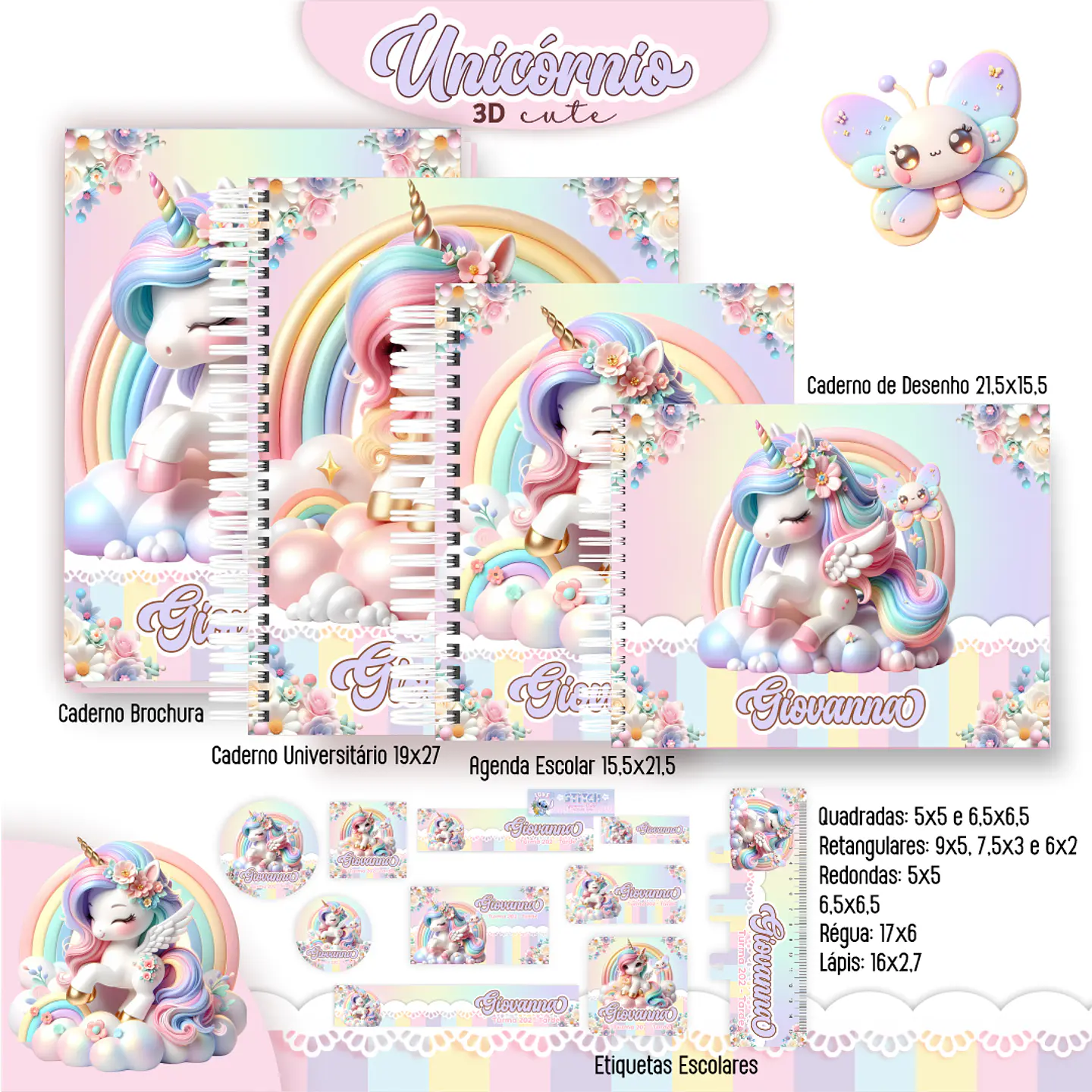 Arquivo Encadernação Kit Escolar Unicórnio Candy - PAMELLA 1