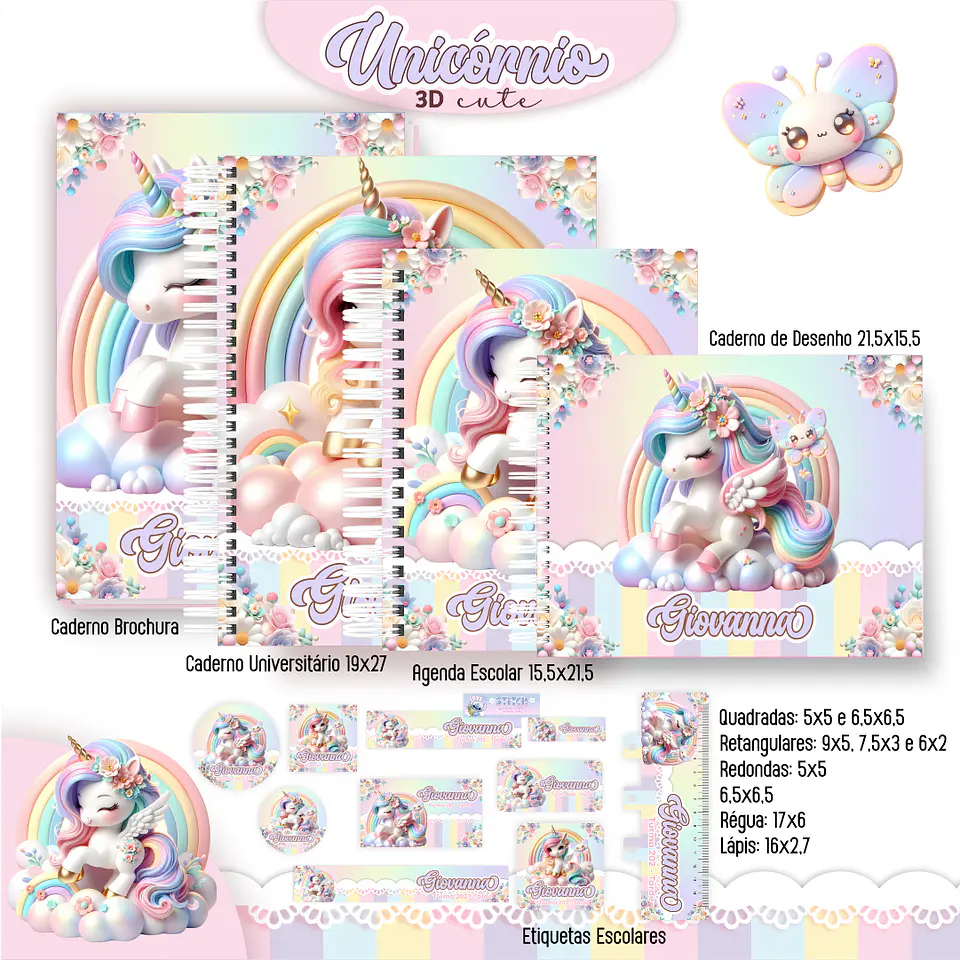 Arquivo Encadernação Kit Escolar Unicórnio Candy - PAMELLA 1