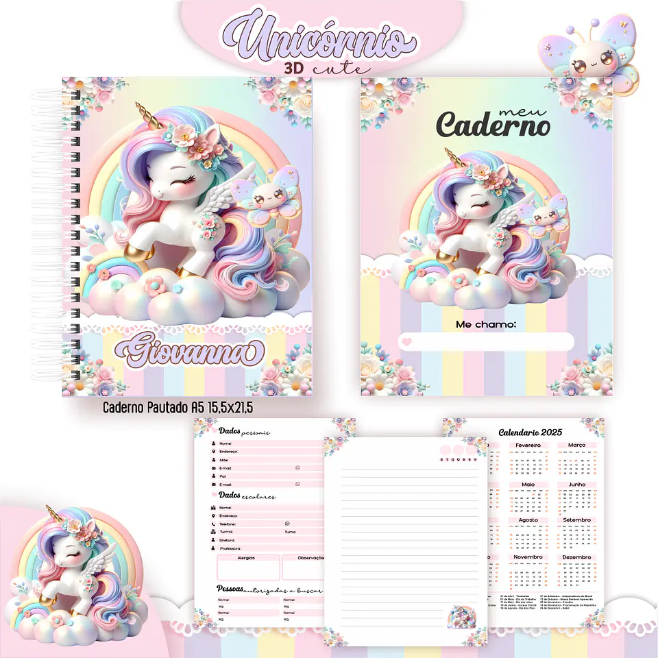Arquivo Encadernação Kit Escolar Unicórnio Candy - PAMELLA 2