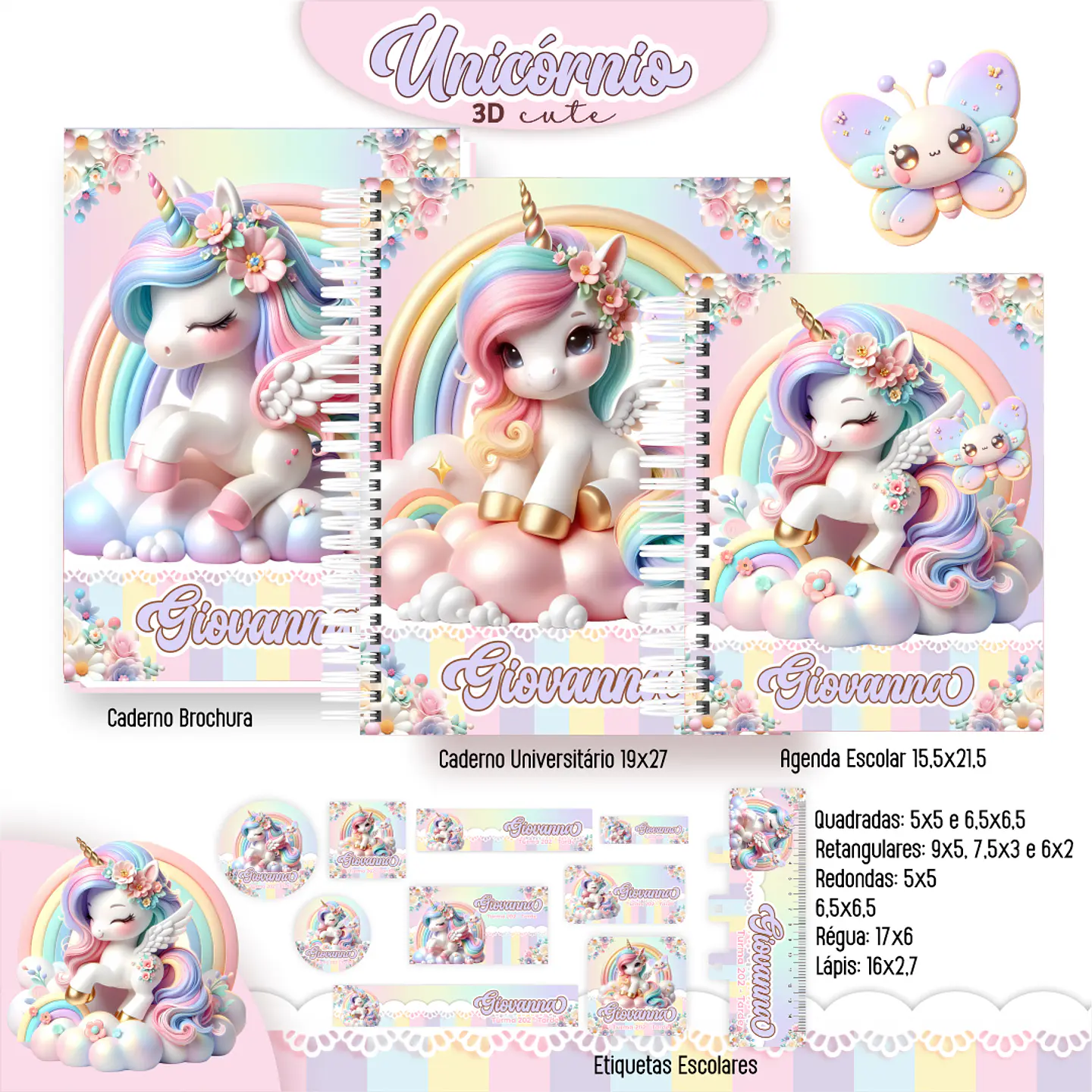 Arquivo Encadernação Kit Escolar Unicórnio Candy - PAMELLA 5