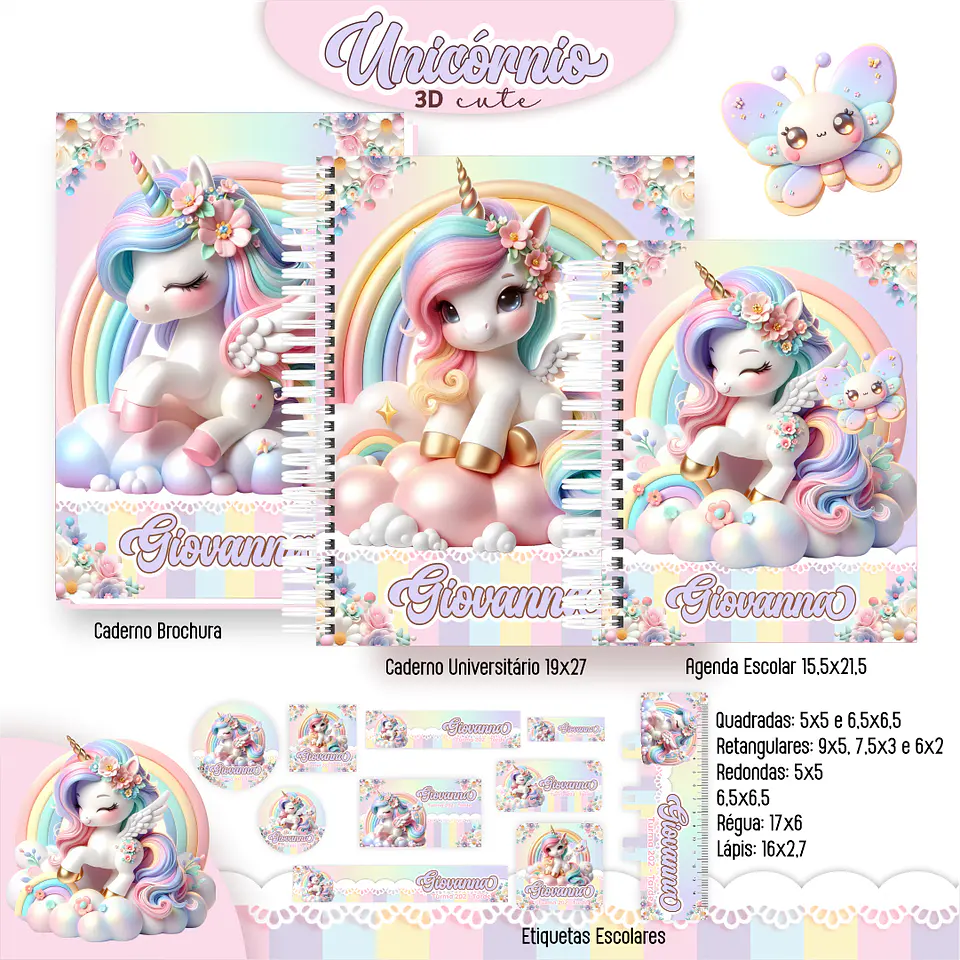 Arquivo Encadernação Kit Escolar Unicórnio Candy - PAMELLA 5