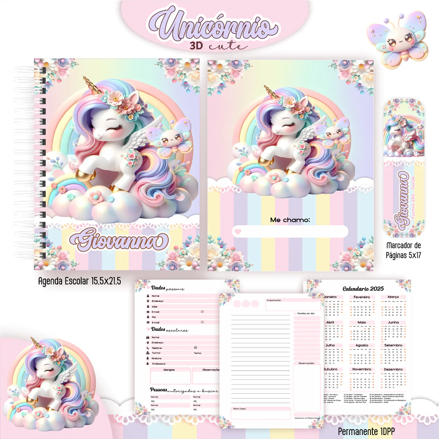 Arquivo Encadernação Kit Escolar Unicórnio Candy - PAMELLA 7