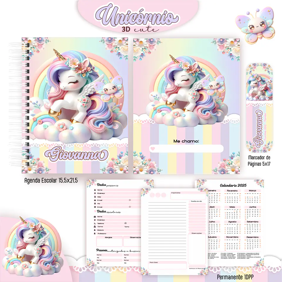 Arquivo Encadernação Kit Escolar Unicórnio Candy - PAMELLA 7