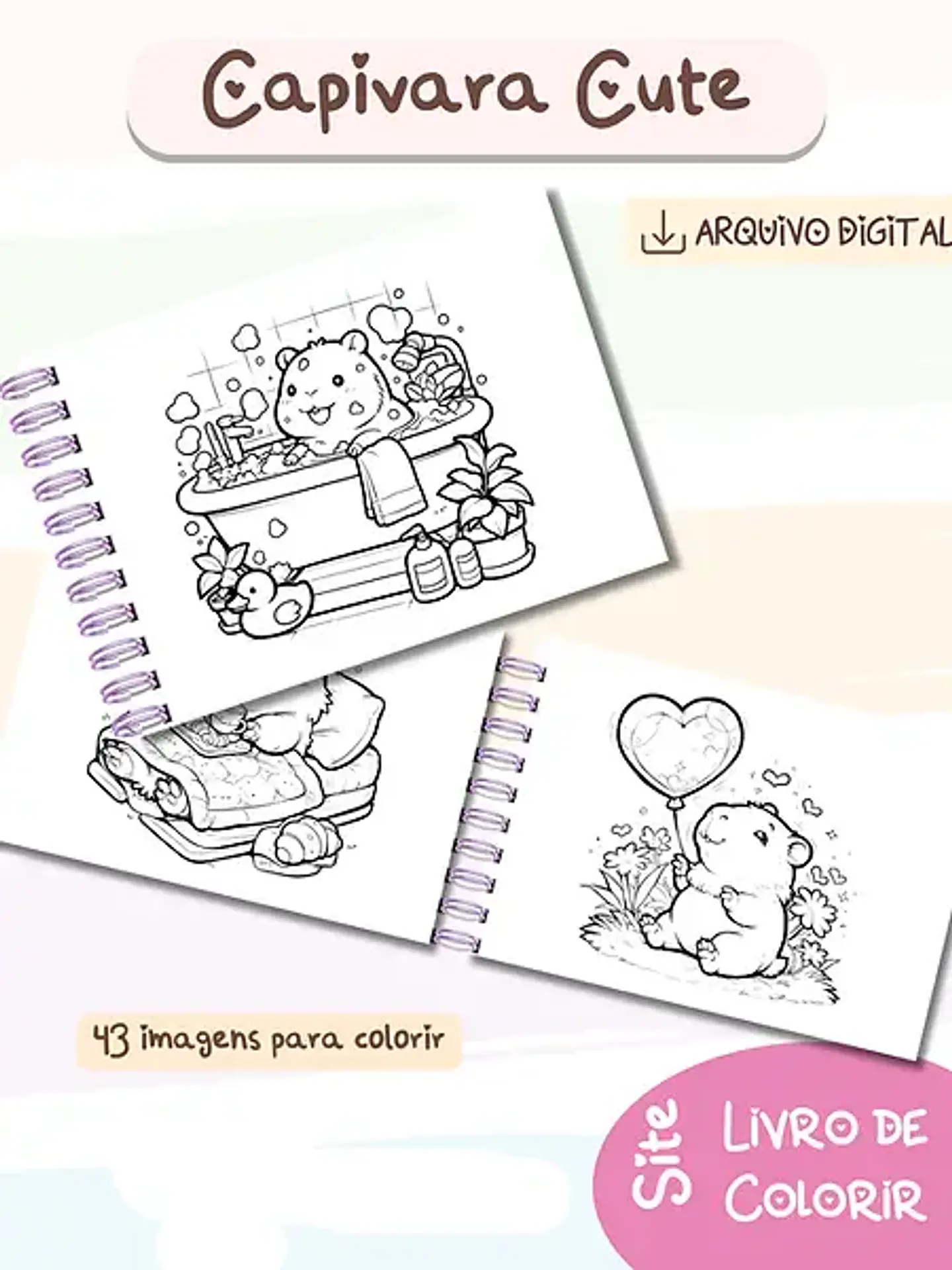Arquivo Livro de Colorir Capivara Cute - Bia Shaina 4