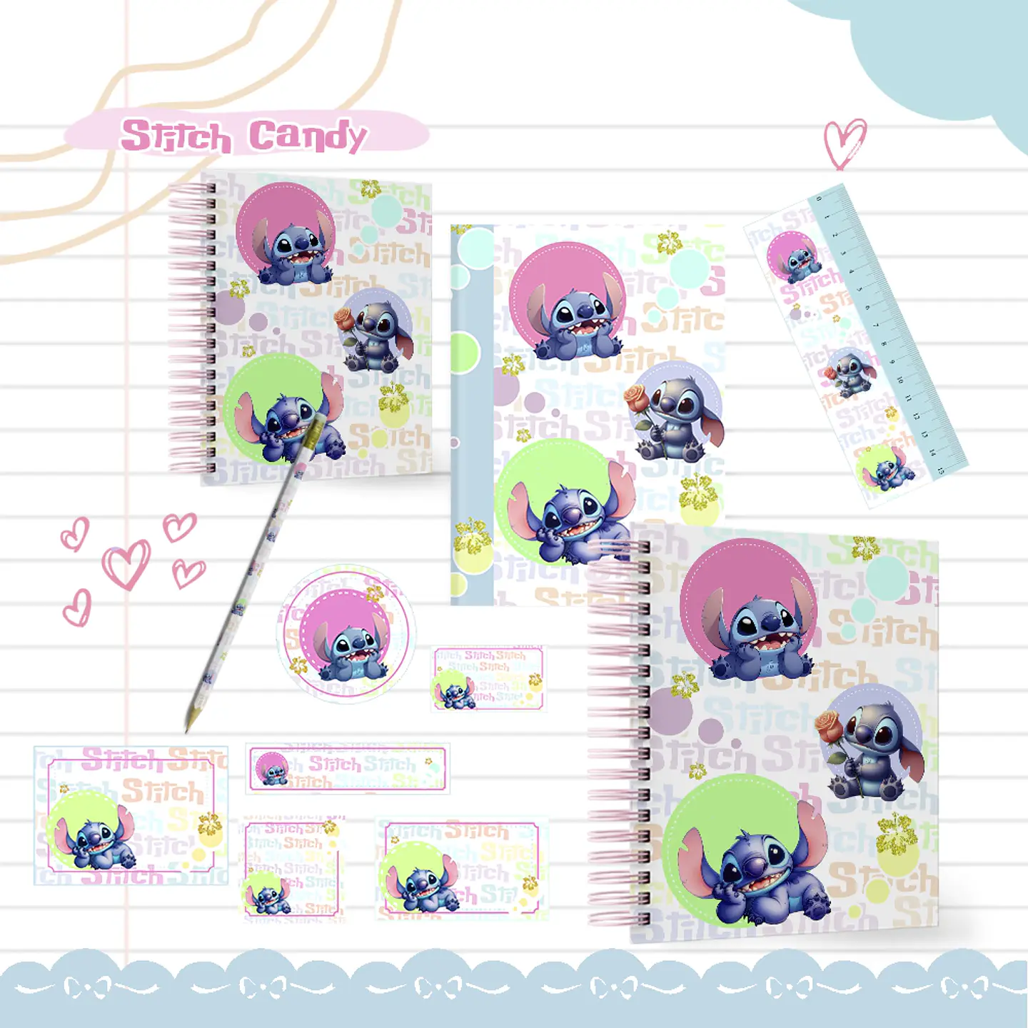 Arquivo Escolar Stitch Candy - LE POLY 1