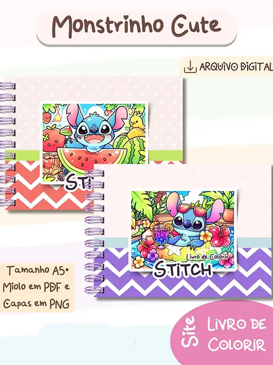 Arquivo Livro de Colorir Stitch Monstrinhos Cute V1 - bia shaina 1