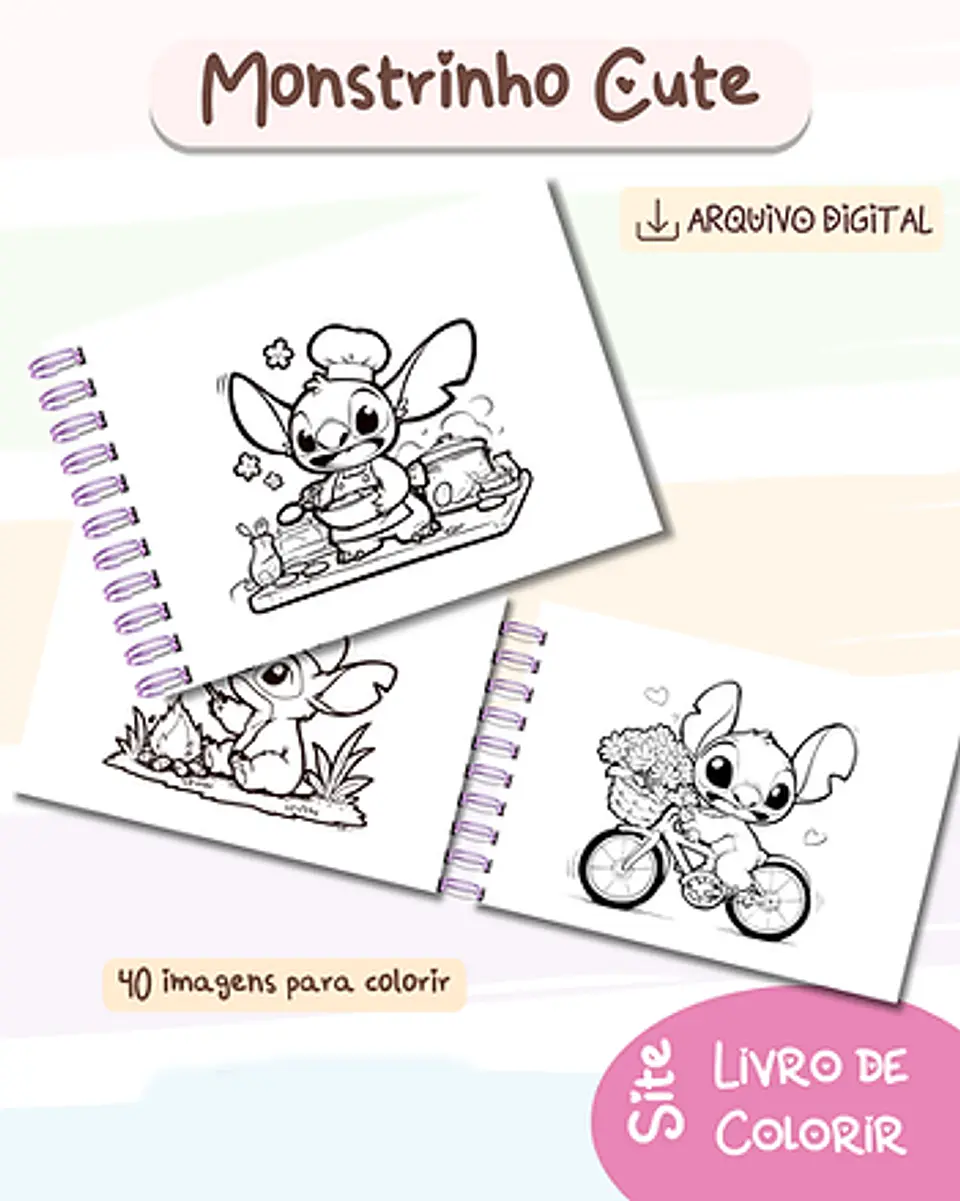Arquivo Livro de Colorir Stitch Monstrinhos Cute V1 - bia shaina 2