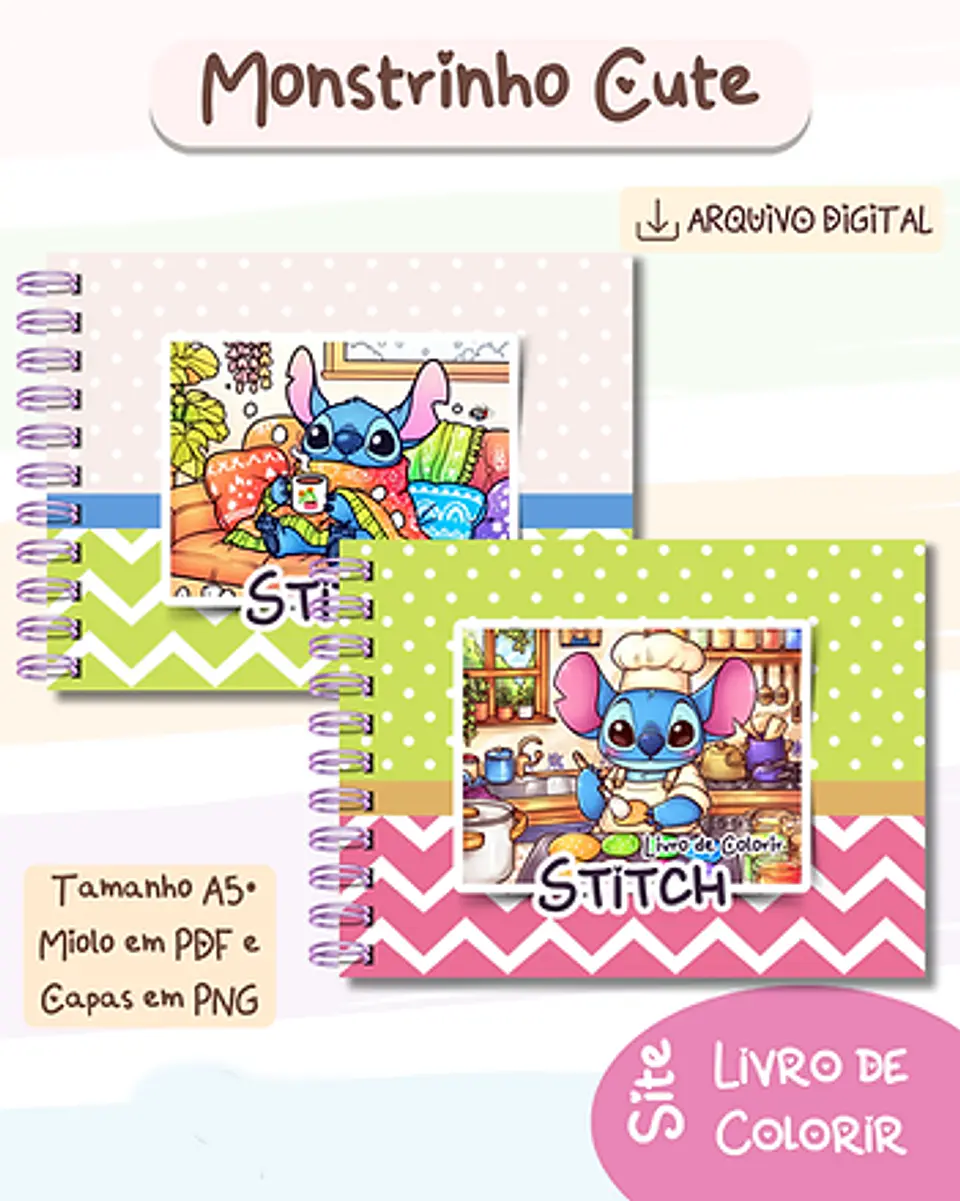 Arquivo Livro de Colorir Stitch Monstrinhos Cute V1 - bia shaina 3
